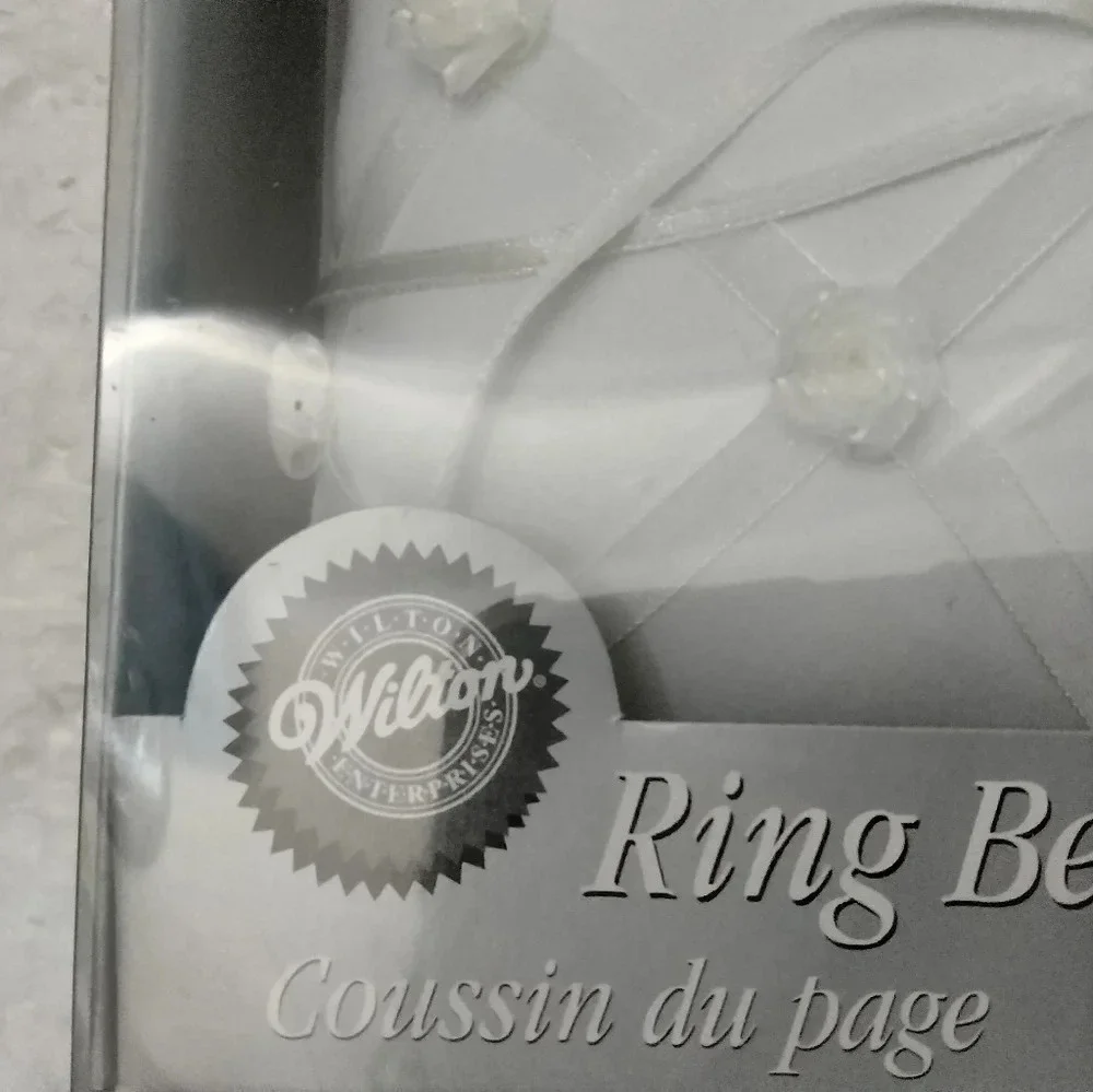 Wedding White Ring Bearers Square Pillow Small Rosa (New in Box)